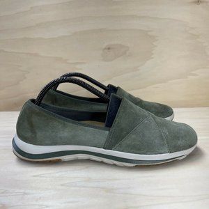 L.L.Bean Back Cove 510584 Womens Green Leather Slip On Comfort Shoes Size US 10
